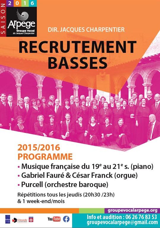 Recrutement Basses Recrutement chanteurs Basses