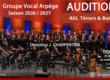 Affiche de recrutement du Groupe Vocal Arpège pour les auditions 2026 2027 ouvertes aux alti, ténors et basses