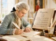 Illustration de Mozart écrivant la partition du Requiem en ré mineur K. 626