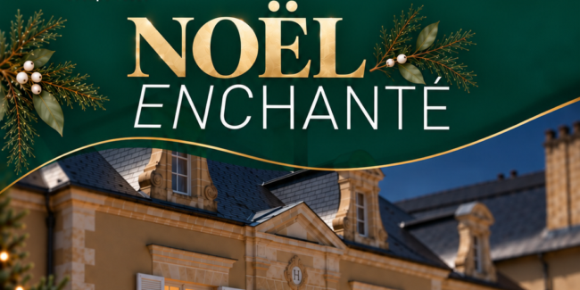 Concert de Noël Arpège 2026 au Château de Rouillac Noël enchanté : visuel du concert d’Arpège avec la façade illuminée du Château de Rouillac.